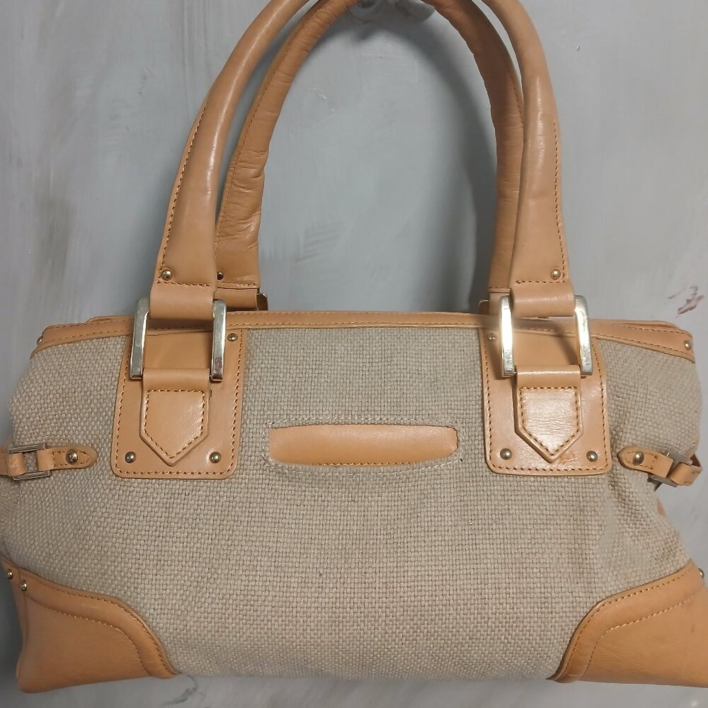 Eileen West Woven Jute & Leather Satchel